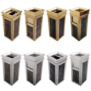 Thùng Rác Để Trang Trí Sảnh Lễ Tân Nhà Hàng, Khách Sạn Inox Mạ Vàng Gạt Tàn Mã SP YH-14T