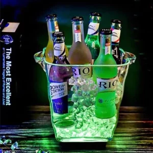 Xô đựng đá ướp lạnh chai rượu hai lớp có đèn LED thay đổi mầu sắc dành cho quán Bar dung tích 5L