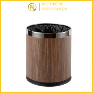 Thùng Đựng Rác 2 Lớp Inox Mầu Nâu Gỗ Mã SP KL-06 Kích Thước 22.5x27cm Dung Tích 10L