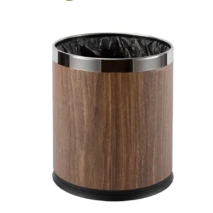 Thùng Đựng Rác 2 Lớp Inox Mầu Nâu Gỗ Mã SP KL-06 Kích Thước 22.5x27cm Dung Tích 10L