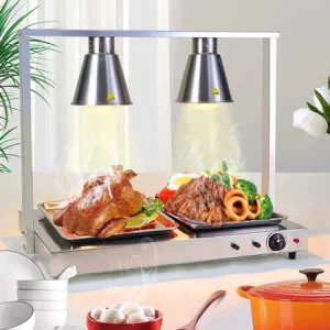 Đèn buffet hâm nóng thức ăn màu inox để bàn cố định 1 bóng, 2 bóng, 3 bóng