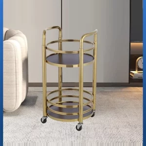 Xe Đẩy Rượu Sang Trọng | Thương Hiệu CAQ Tay Cầm Inox, Khung Gỗ Cao Cấp, 2 Tầng.