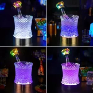 Xô Đựng Đá Ướp Lạnh Hai Lớp Có Đèn LED Thay Đổi Màu Sắc Cho Quán Bar