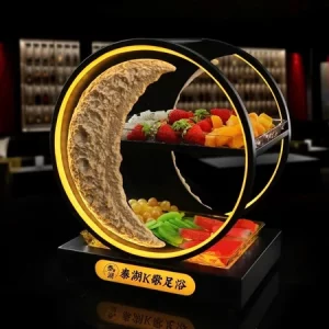 Khay kệ đựng trái cây có đèn LED khay đựng hoa quả nhiều tầng trang trí quầy bar, khách sạn