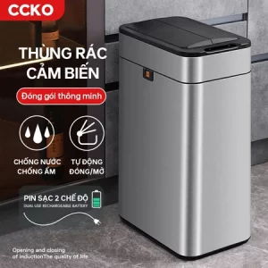 Thùng rác thông minh CCKO CK8807-8808, thùng đựng rác cảm ứng đóng gói dây rút có thể sạc lại, dung tích 9L 15L 20L 30L