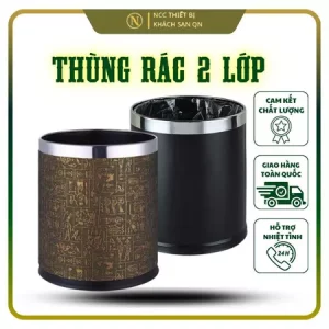 Thùng Đựng Rác 2 Lớp Dáng Tròn Dùng Cho Nhà Hàng Khách Sạn, Văn Phòng Mã SP KL-06 10L