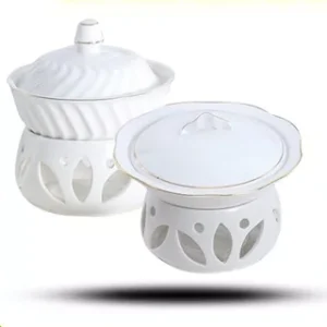 Bát suop sứ mini hâm nóng đồ ăn bằng nến ,cồn chất liệu sứ trứng cao cấp.