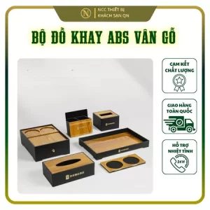 Bộ khay ABS đựng đồ buồng khách sạn màu đen vân gỗ,chất liệu nhựa ACRYLIC cao cấp