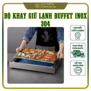 Bộ khay giữ lạnh buffet inox 304, thương hiệu XYZ, model KJ500 - kích thước 54x34x25cm.