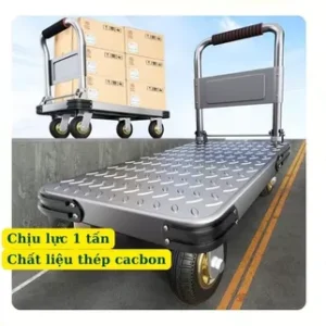 Xe đẩy hàng chất liệu thép cacbon,chịu tải đến 650kg bamhs xe xoay 360độ di chuyển nhẹ nhàng