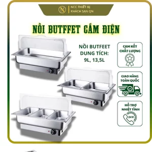 Nồi Hâm Buffet Cao Cấp YUDING Inox Dày Dặn Nắp Nhựa PC Trong Suốt Dung Tích 9L/13.5L 1-3 Ngăn Bảo Hành 1 Năm