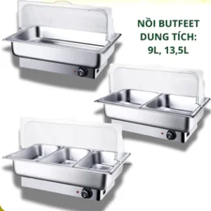 Nồi Hâm Buffet Cao Cấp YUDING Inox Dày Dặn Nắp Nhựa PC Trong Suốt Dung Tích 9L/13.5L 1-3 Ngăn Bảo Hành 1 Năm