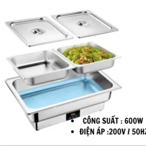 Nồi hâm buffet điện inox cao cấp có bảng điều khiển LED – 1/2/3 ngăn – Công suất 600W – Bảo hành 12 tháng