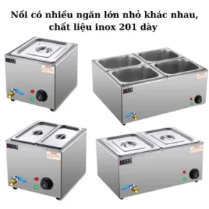 Nồi hâm buffet inox điện cao cấp nhập khẩu, nhiều ngăn tùy chọn, công suất 1500W, bảo hành 1 năm
