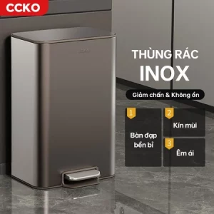 Thùng rác inox CCKO CK8865, thùng rác đạp chân giảm chấn không ồn để phòng khách, phòng bếp, nhà vệ sinh 8L 12L 15L 18L