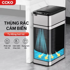 Thùng rác thông minh CCKO CK8817, thùng rác cảm ứng thông minh có nắp dung tích 15L 25L để phòng khách, nhà bếp