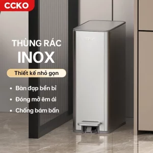 thùng rác inox CCKO CK8868, thùng đựng rác đạp chân giảm chấn không ồn để nhà vệ sinh, nhà bếp, phòng khách 7L 10LL