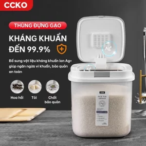 Thùng đựng gạo CCKO CK9305, thùng đựng gạo 10kg thông minh tự động mở nắp kháng khuẩn
