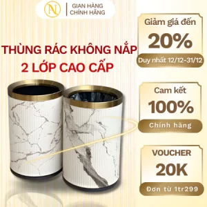 Thùng rác không nắp 2 lớp cao cấp cho phòng ngủ,phòng khách,chất liệu thép không gỉ/9l,10l,12l.
