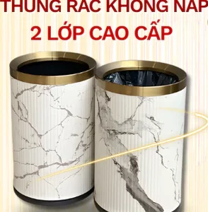 Thùng rác không nắp 2 lớp cao cấp cho phòng ngủ,phòng khách,chất liệu thép không gỉ/9l,10l,12l.
