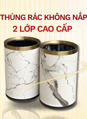 Thùng rác không nắp 2 lớp cao cấp cho phòng ngủ,phòng khách,chất liệu thép không gỉ/9l,10l,12l.