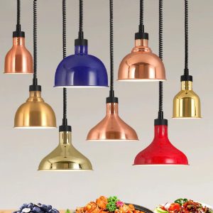 Đèn buffet treo hâm ,giữ nóng đồ ăn chất liệu inox kích thước đèn 29cm.