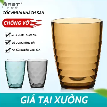 Cốc nhựa PC 270ml chống vỡ, màu sắc đa dạng, sang trọng