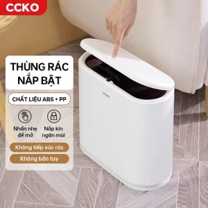 Thùng đựng rác nắp bật CCKO CK9946, thùng rác để phòng, để nhà vệ sinh dung tích 9L