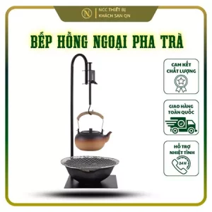 Bếp điện hồng ngoại pha trà vỏ gốm 1000W - 6 mức nhiệt, tặng vỉ nướng inox, dây dù an toàn
