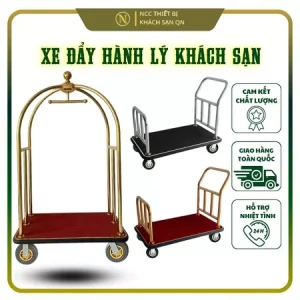 Xe đẩy hành lý khách sạn,chất liệu inox 201,mạ vàng cao cấp.