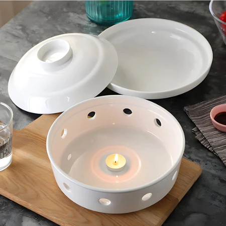 Bộ Bát Hâm Nóng Thức Ăn Sứ Xương Cao Cấp - 700ml Tiện Dụng - Ảnh 2
