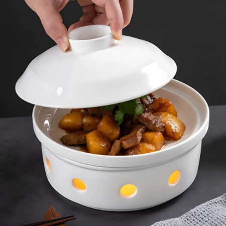 Bộ Bát Hâm Nóng Thức Ăn Sứ Xương Cao Cấp - 700ml Tiện Dụng - Ảnh 3
