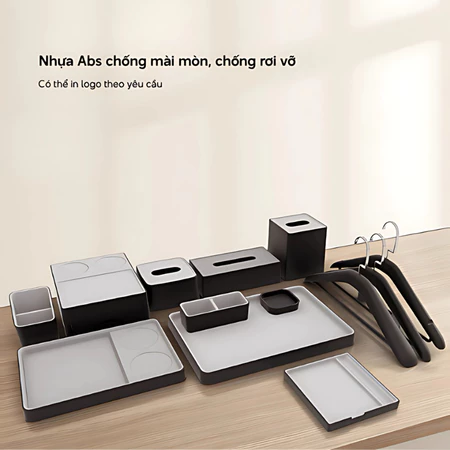 Bộ Amenities Khách Sạn Cao Cấp Màu Xám Đen Nhựa Abs Chống Cháy