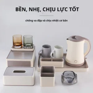 Bộ Amenities Khách Sạn Sang Trong Màu Ghi Trắng, Chất Liệu Abs Cao Cấp