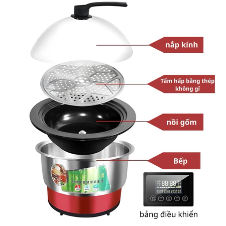 Nồi Hấp Đa Năng 3000W - Nấu Cháo, Hấp Hải Sản, Lẩu, Giữ Trọn Hương Vị Tự Nhiên - Ảnh 2