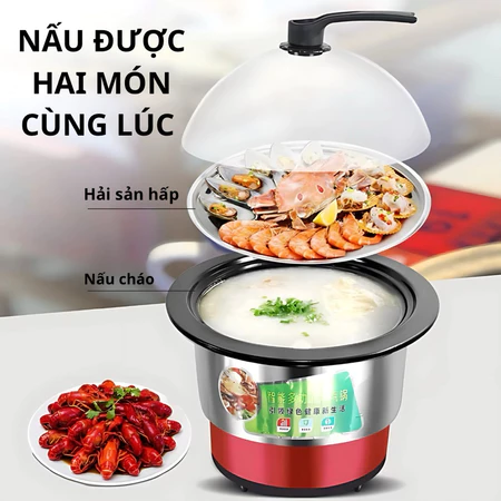 Nồi Hấp Đa Năng 3000W - Nấu Cháo, Hấp Hải Sản, Lẩu, Giữ Trọn Hương Vị Tự Nhiên