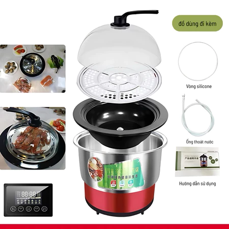 Nồi Hấp Đa Năng 3000W - Nấu Cháo, Hấp Hải Sản, Lẩu, Giữ Trọn Hương Vị Tự Nhiên - Ảnh 5