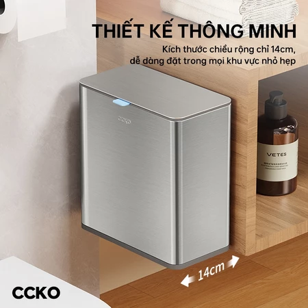 Thùng rác tủ bếp inox CCKO CK8872, thùng đựng rác inox treo có nắp có thể dính tường dung tích 4L - Ảnh 2