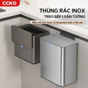 Thùng rác tủ bếp inox CCKO CK8872, thùng đựng rác inox treo có nắp có thể dính tường dung tích 4L