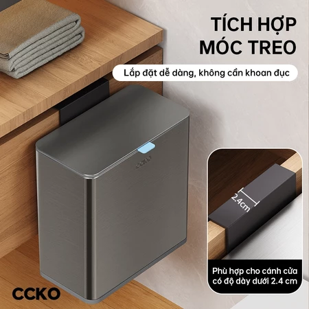 Thùng rác tủ bếp inox CCKO CK8872, thùng đựng rác inox treo có nắp có thể dính tường dung tích 4L - Ảnh 4