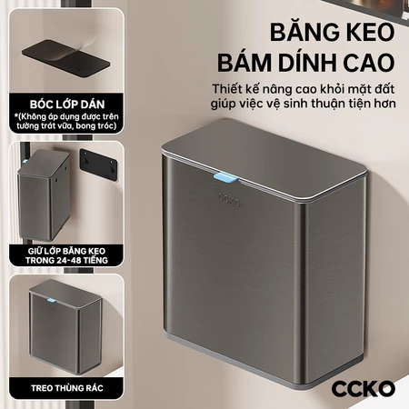 Thùng rác tủ bếp inox CCKO CK8872, thùng đựng rác inox treo có nắp có thể dính tường dung tích 4L - Ảnh 5