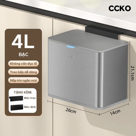 Thùng rác tủ bếp inox CCKO CK8872, thùng đựng rác inox treo có nắp có thể dính tường dung tích 4L - Ảnh 6