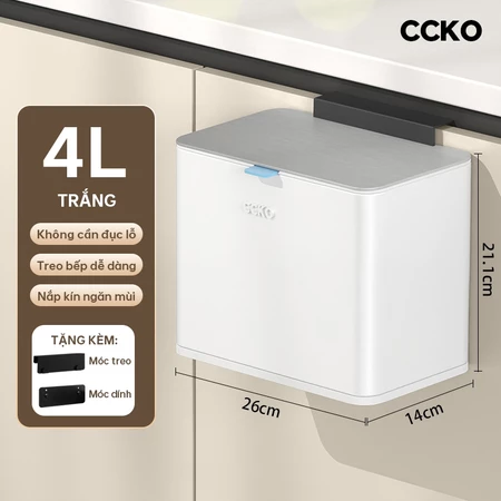 Thùng rác tủ bếp inox CCKO CK8872, thùng đựng rác inox treo có nắp có thể dính tường dung tích 4L - Ảnh 7