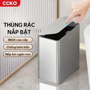 Thùng rác nắp bật CCKO CK8873 inox cao cấp, thùng đựng rác có nắp để nhà vệ sinh, phòng tắm, nhà bếp, phòng ngủ 8L