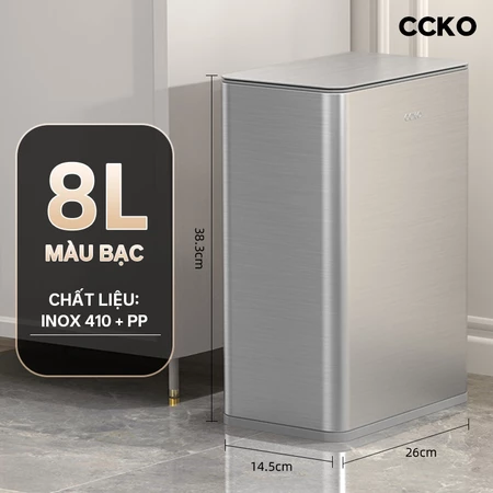 Thùng rác nắp bật CCKO CK8873 inox cao cấp, thùng đựng rác có nắp để nhà vệ sinh, phòng tắm, nhà bếp, phòng ngủ 8L - Ảnh 2