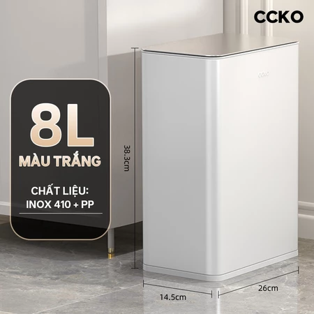 Thùng rác nắp bật CCKO CK8873 inox cao cấp, thùng đựng rác có nắp để nhà vệ sinh, phòng tắm, nhà bếp, phòng ngủ 8L - Ảnh 3