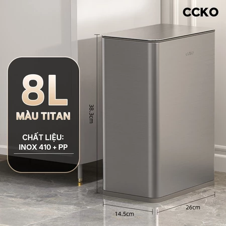 Thùng rác nắp bật CCKO CK8873 inox cao cấp, thùng đựng rác có nắp để nhà vệ sinh, phòng tắm, nhà bếp, phòng ngủ 8L - Ảnh 4